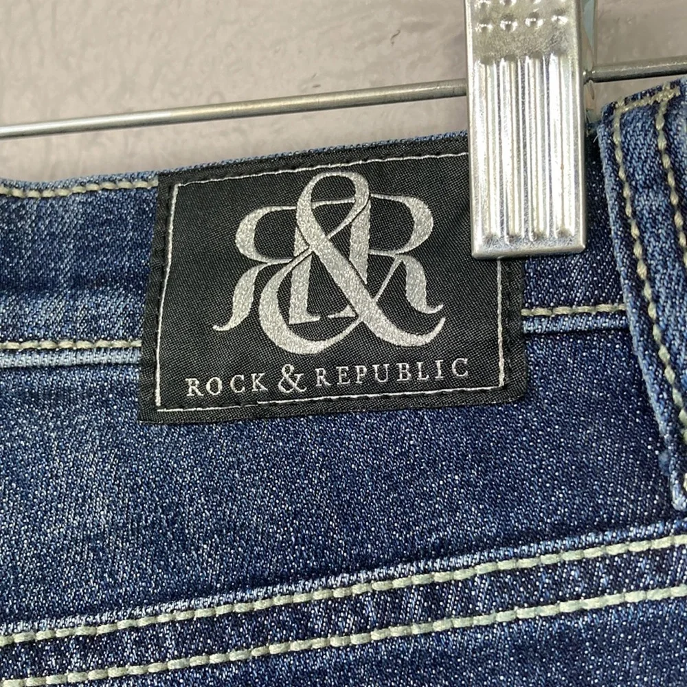 Rock & Republic Blue Kasandra Bling Pocket Jeans Women's Size 2 - Picture 16 of 16